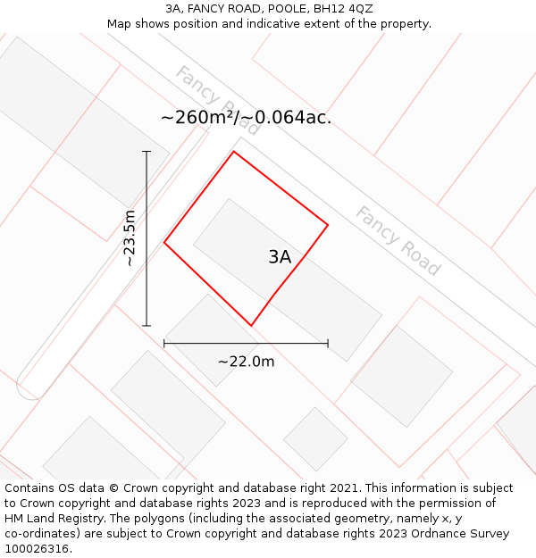 3A, FANCY ROAD, POOLE, BH12 4QZ: Plot and title map