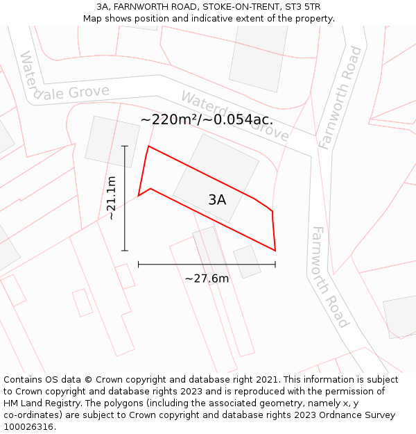 3A, FARNWORTH ROAD, STOKE-ON-TRENT, ST3 5TR: Plot and title map
