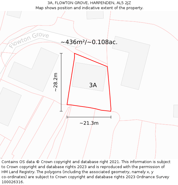 3A, FLOWTON GROVE, HARPENDEN, AL5 2JZ: Plot and title map