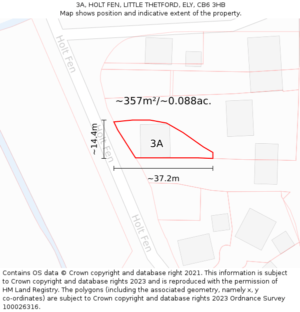 3A, HOLT FEN, LITTLE THETFORD, ELY, CB6 3HB: Plot and title map