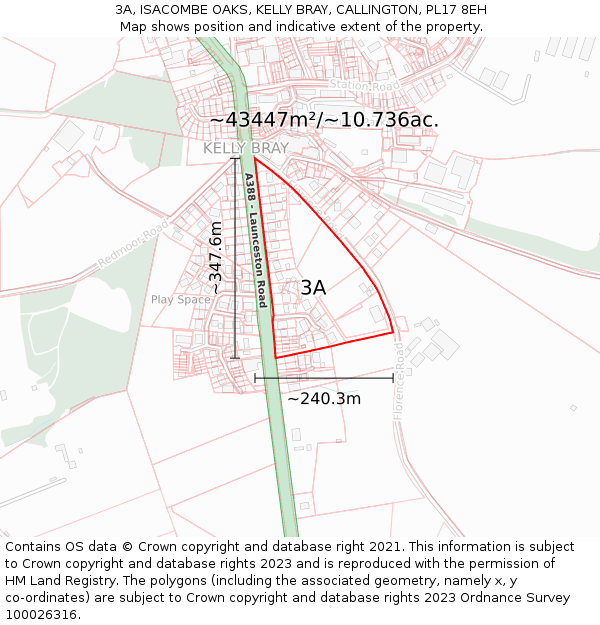 3A, ISACOMBE OAKS, KELLY BRAY, CALLINGTON, PL17 8EH: Plot and title map