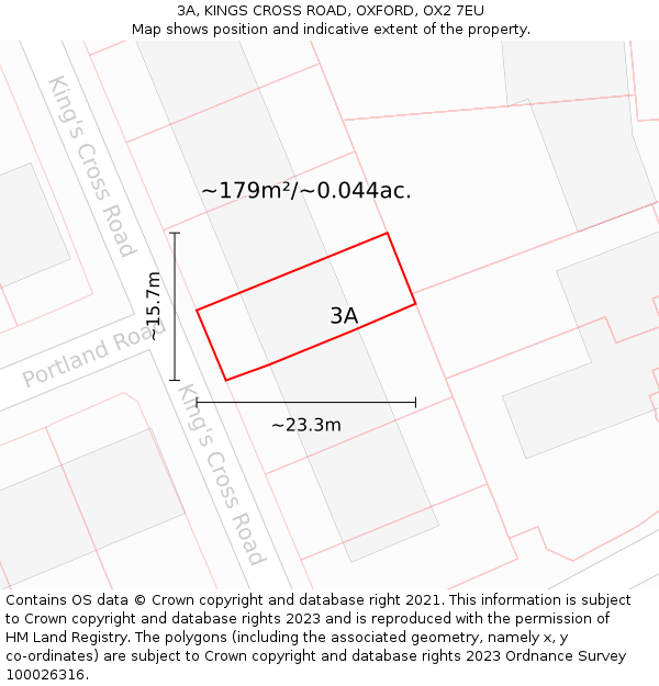3A, KINGS CROSS ROAD, OXFORD, OX2 7EU: Plot and title map