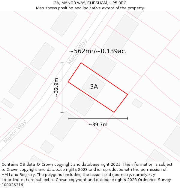 3A, MANOR WAY, CHESHAM, HP5 3BG: Plot and title map