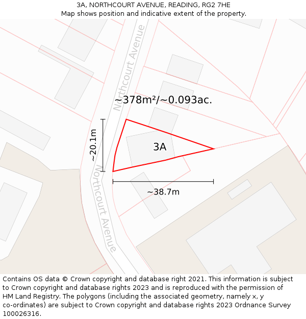 3A, NORTHCOURT AVENUE, READING, RG2 7HE: Plot and title map