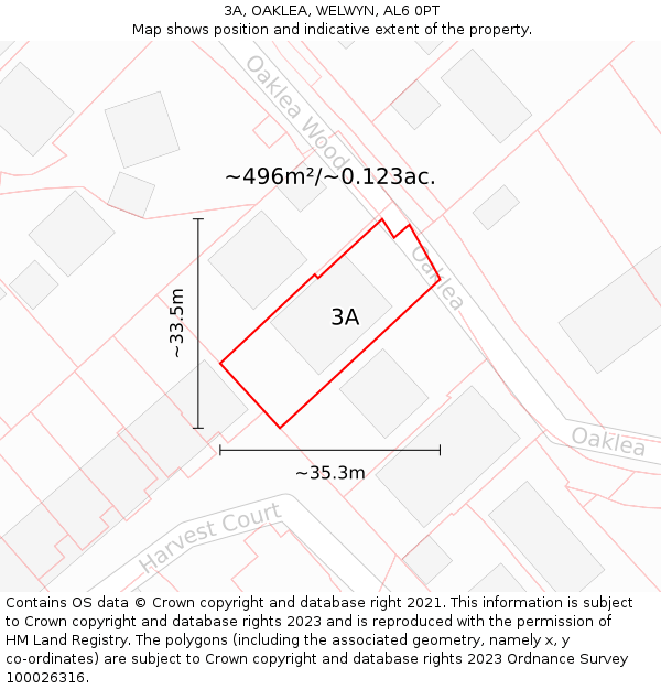 3A, OAKLEA, WELWYN, AL6 0PT: Plot and title map