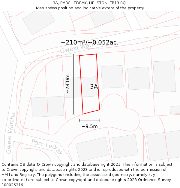 3A, PARC LEDRAK, HELSTON, TR13 0QL: Plot and title map