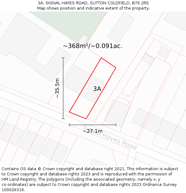 3A, SIGNAL HAYES ROAD, SUTTON COLDFIELD, B76 2RS: Plot and title map