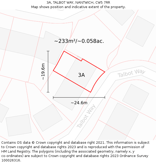 3A, TALBOT WAY, NANTWICH, CW5 7RR: Plot and title map