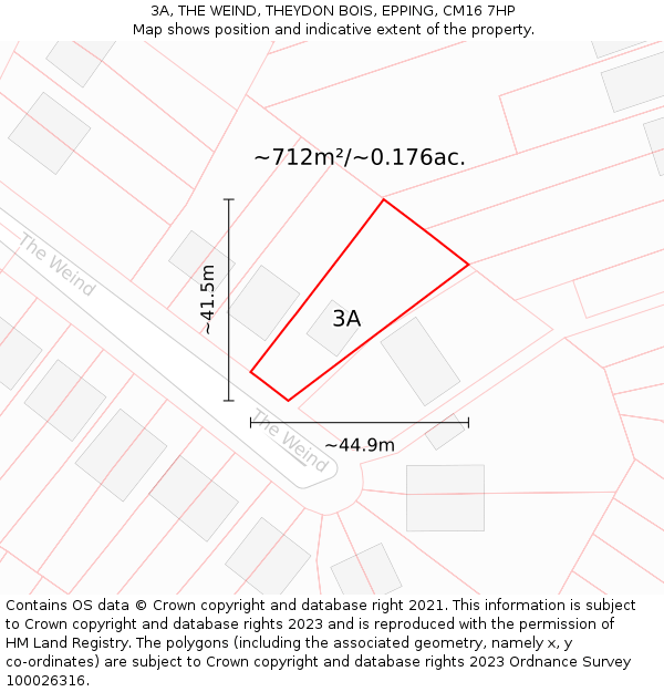 3A, THE WEIND, THEYDON BOIS, EPPING, CM16 7HP: Plot and title map