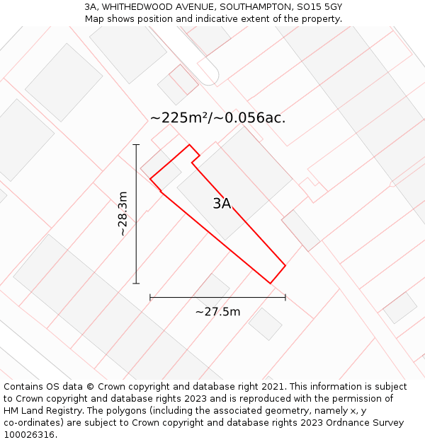 3A, WHITHEDWOOD AVENUE, SOUTHAMPTON, SO15 5GY: Plot and title map