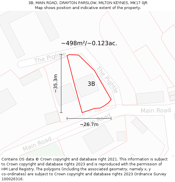 3B, MAIN ROAD, DRAYTON PARSLOW, MILTON KEYNES, MK17 0JR: Plot and title map