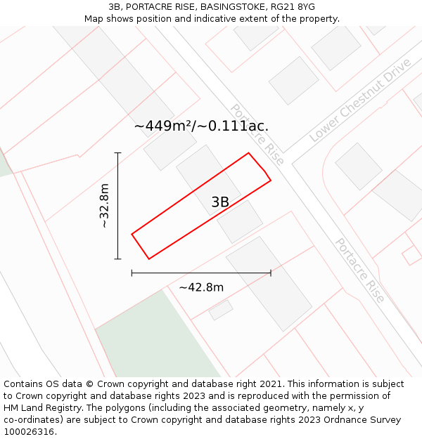 3B, PORTACRE RISE, BASINGSTOKE, RG21 8YG: Plot and title map