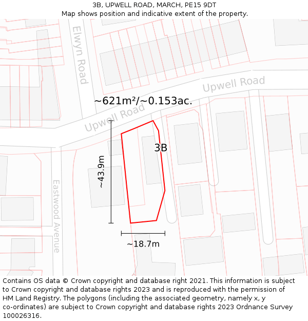 3B, UPWELL ROAD, MARCH, PE15 9DT: Plot and title map