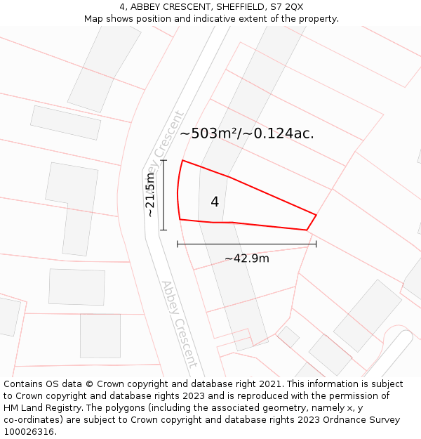 4, ABBEY CRESCENT, SHEFFIELD, S7 2QX: Plot and title map