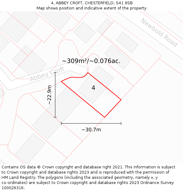 4, ABBEY CROFT, CHESTERFIELD, S41 9SB: Plot and title map