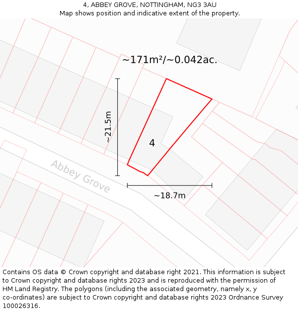 4, ABBEY GROVE, NOTTINGHAM, NG3 3AU: Plot and title map