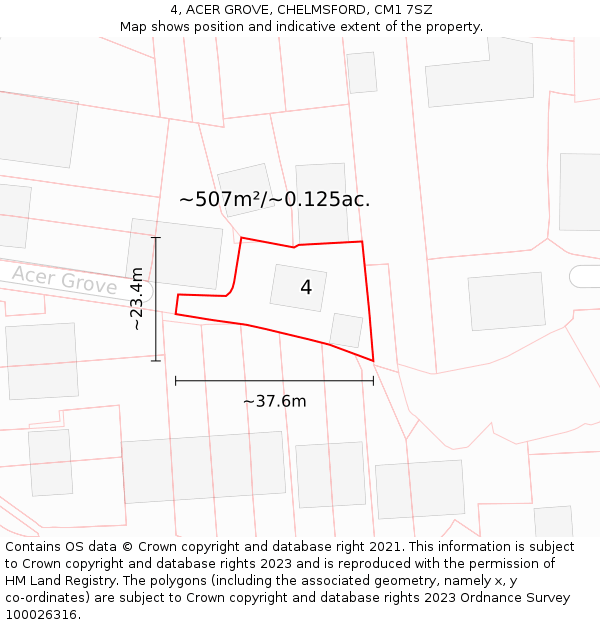 4, ACER GROVE, CHELMSFORD, CM1 7SZ: Plot and title map