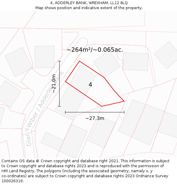 4, ADDERLEY BANK, WREXHAM, LL12 8LQ: Plot and title map