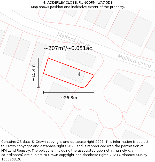 4, ADDERLEY CLOSE, RUNCORN, WA7 5DE: Plot and title map