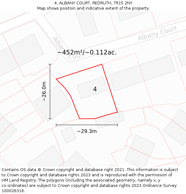 4, ALBANY COURT, REDRUTH, TR15 2NY: Plot and title map