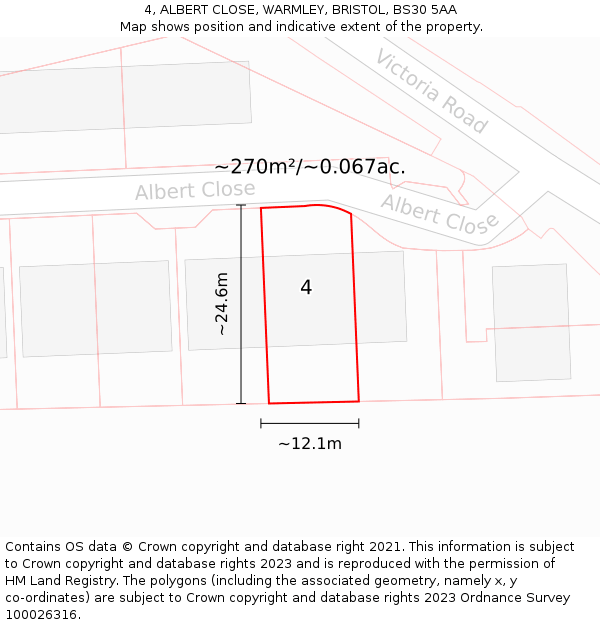 4, ALBERT CLOSE, WARMLEY, BRISTOL, BS30 5AA: Plot and title map