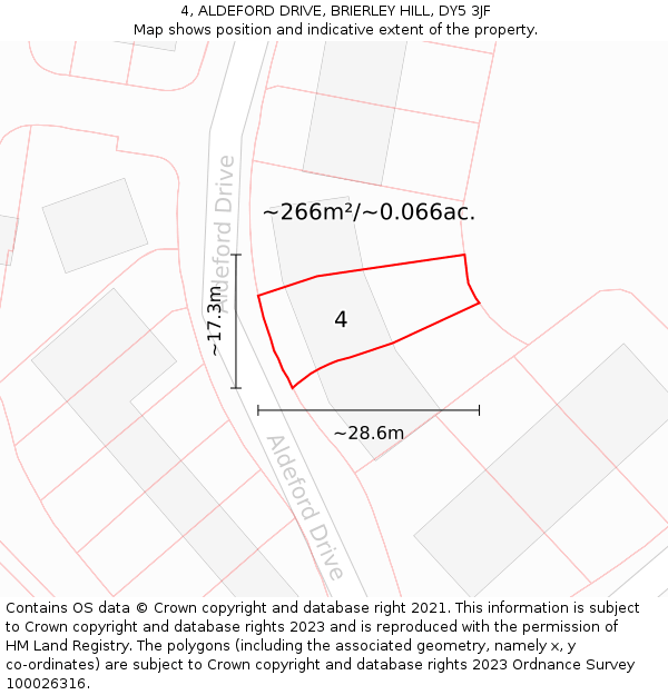 4, ALDEFORD DRIVE, BRIERLEY HILL, DY5 3JF: Plot and title map