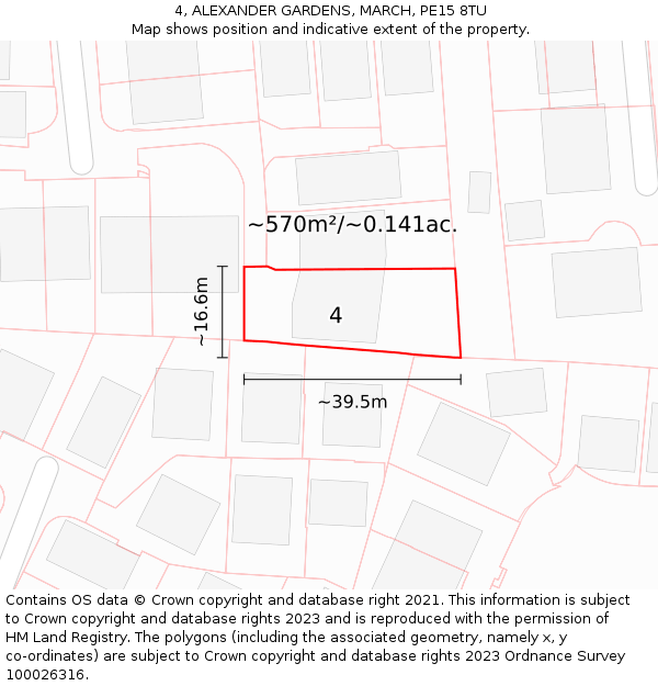 4, ALEXANDER GARDENS, MARCH, PE15 8TU: Plot and title map