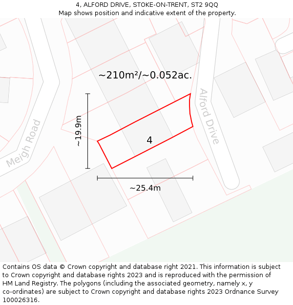4, ALFORD DRIVE, STOKE-ON-TRENT, ST2 9QQ: Plot and title map