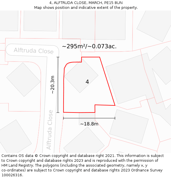 4, ALFTRUDA CLOSE, MARCH, PE15 8UN: Plot and title map