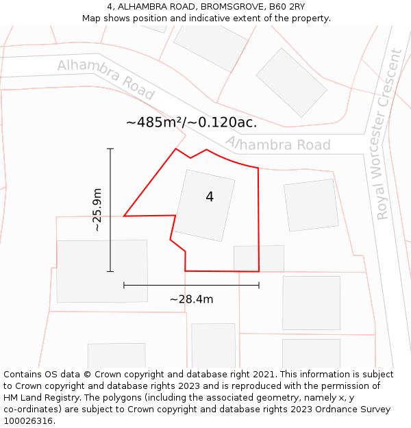 4, ALHAMBRA ROAD, BROMSGROVE, B60 2RY: Plot and title map