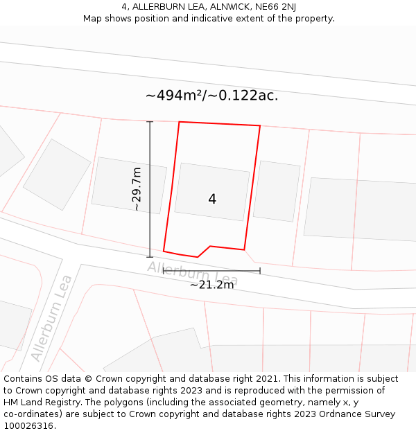 4, ALLERBURN LEA, ALNWICK, NE66 2NJ: Plot and title map