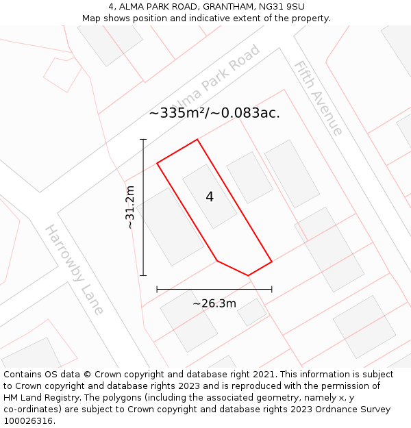 4, ALMA PARK ROAD, GRANTHAM, NG31 9SU: Plot and title map