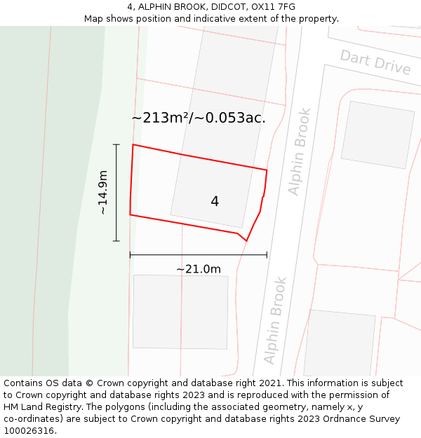 4, ALPHIN BROOK, DIDCOT, OX11 7FG: Plot and title map