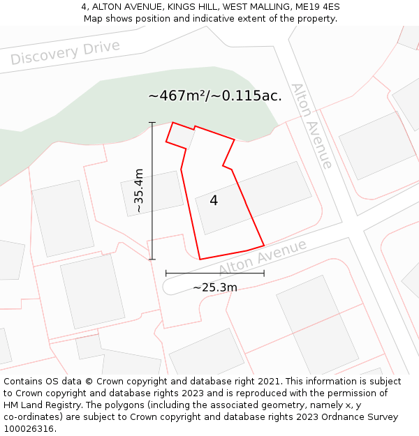 4, ALTON AVENUE, KINGS HILL, WEST MALLING, ME19 4ES: Plot and title map