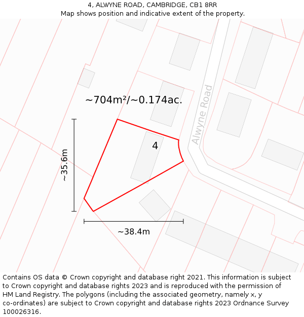 4, ALWYNE ROAD, CAMBRIDGE, CB1 8RR: Plot and title map