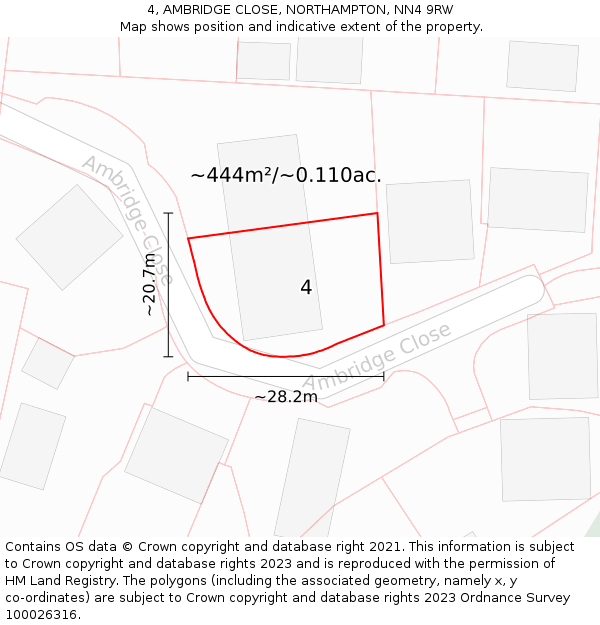 4, AMBRIDGE CLOSE, NORTHAMPTON, NN4 9RW: Plot and title map