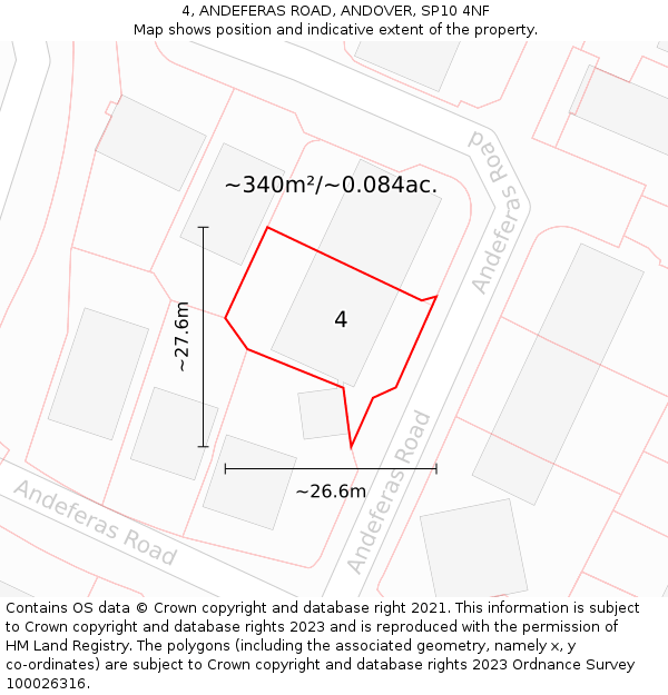 4, ANDEFERAS ROAD, ANDOVER, SP10 4NF: Plot and title map