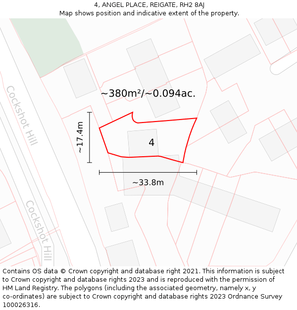 4, ANGEL PLACE, REIGATE, RH2 8AJ: Plot and title map