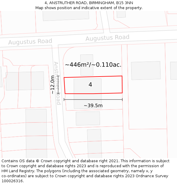 4, ANSTRUTHER ROAD, BIRMINGHAM, B15 3NN: Plot and title map