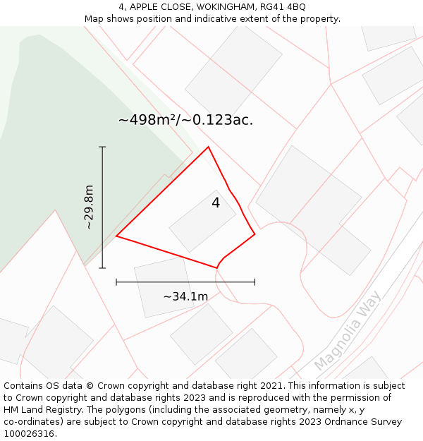 4, APPLE CLOSE, WOKINGHAM, RG41 4BQ: Plot and title map