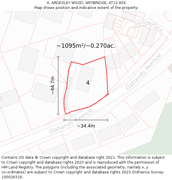 4, ARDESLEY WOOD, WEYBRIDGE, KT13 9SX: Plot and title map