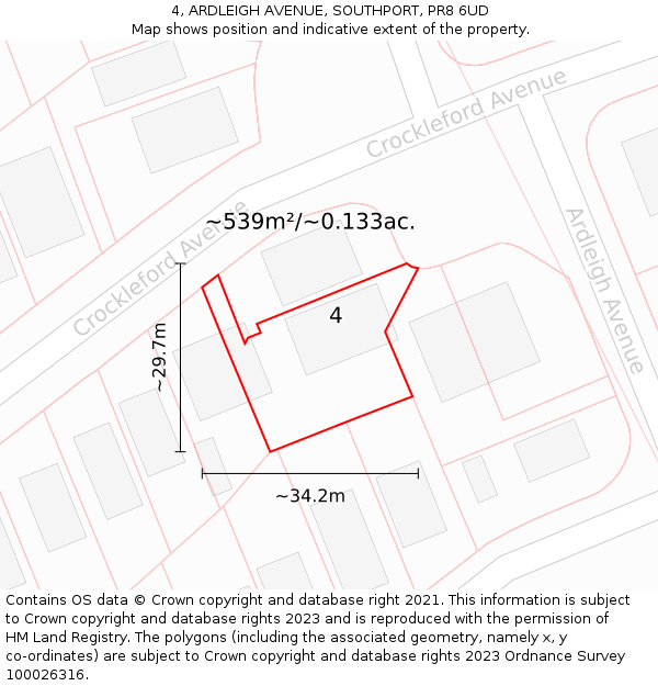 4, ARDLEIGH AVENUE, SOUTHPORT, PR8 6UD: Plot and title map