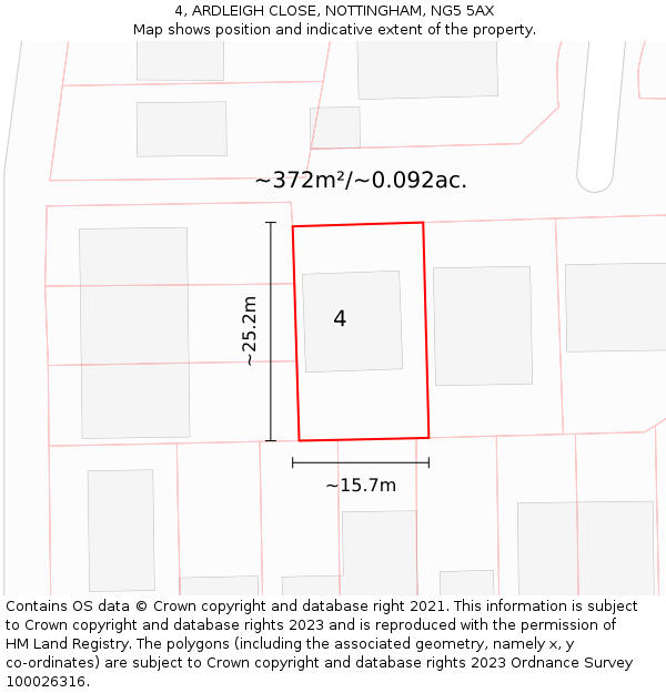 4, ARDLEIGH CLOSE, NOTTINGHAM, NG5 5AX: Plot and title map