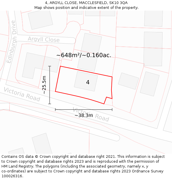 4, ARGYLL CLOSE, MACCLESFIELD, SK10 3QA: Plot and title map