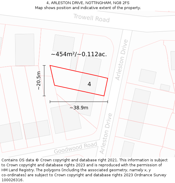 4, ARLESTON DRIVE, NOTTINGHAM, NG8 2FS: Plot and title map