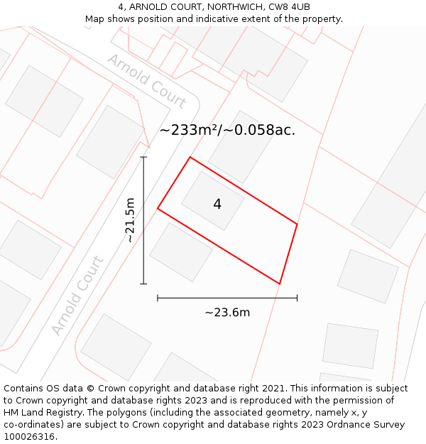 4, ARNOLD COURT, NORTHWICH, CW8 4UB: Plot and title map