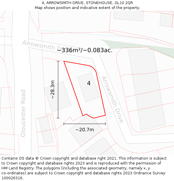4, ARROWSMITH DRIVE, STONEHOUSE, GL10 2QR: Plot and title map