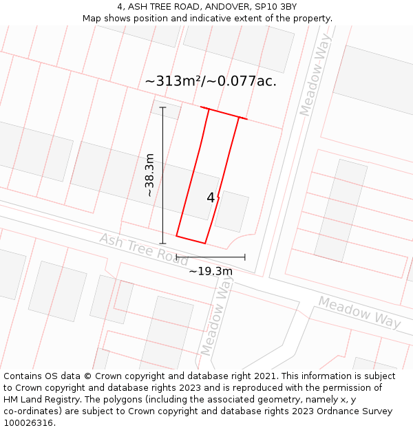 4, ASH TREE ROAD, ANDOVER, SP10 3BY: Plot and title map