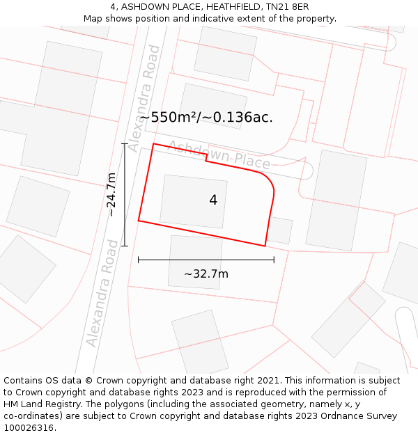 4, ASHDOWN PLACE, HEATHFIELD, TN21 8ER: Plot and title map