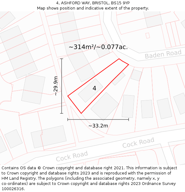 4, ASHFORD WAY, BRISTOL, BS15 9YP: Plot and title map